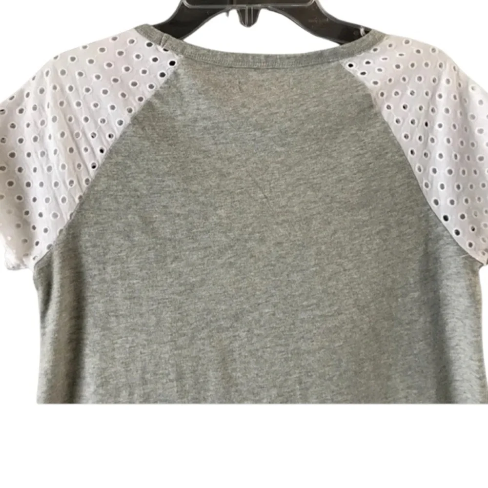 Gap Kids Girls Gray Sporty Dress White Eyelet Short Sleeves Stretch XL Cotton